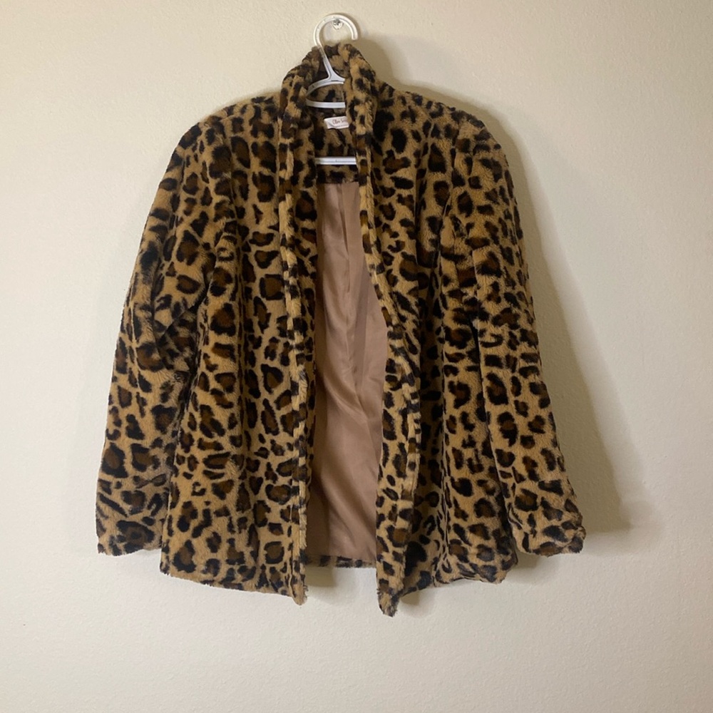 Leopard Open Front Coat